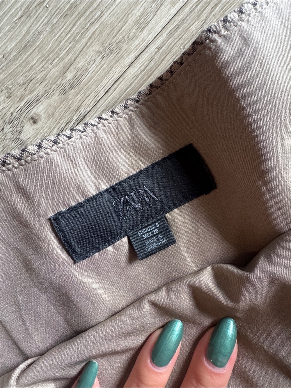 Zara Tiered Plaid Mini Skort in Beige Size S - Picture 2 of 3
